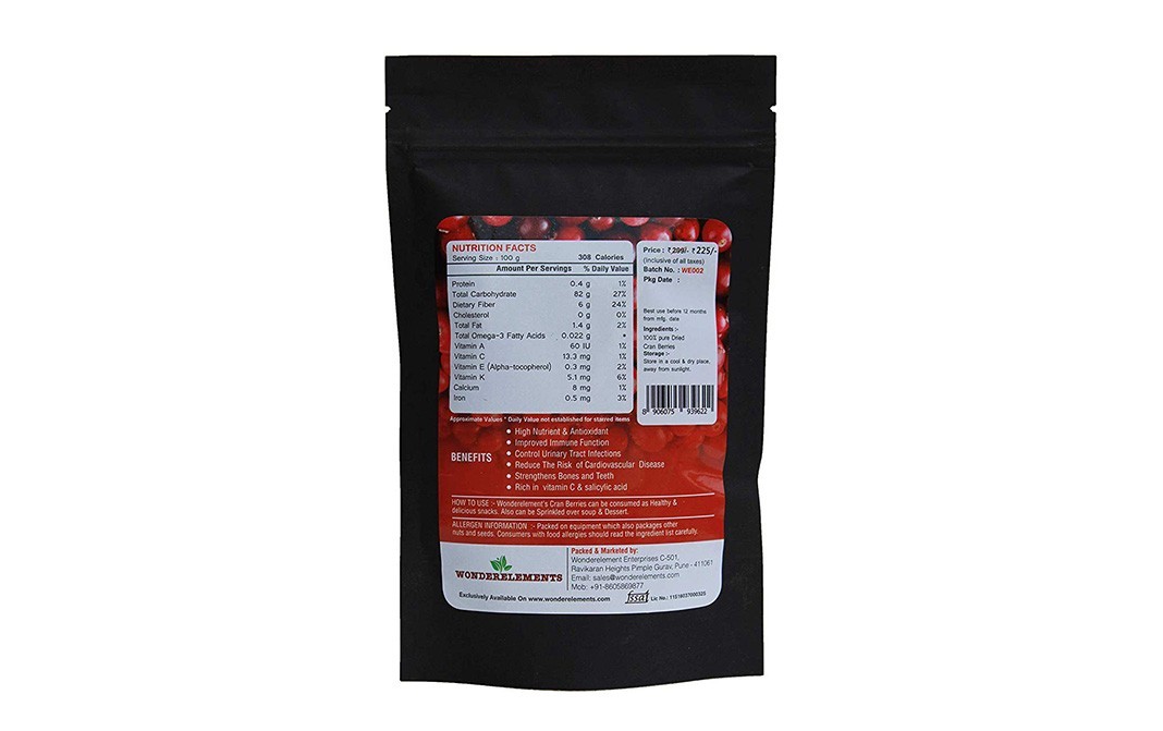Wonderelements Dried Cranberries    Pack  150 grams